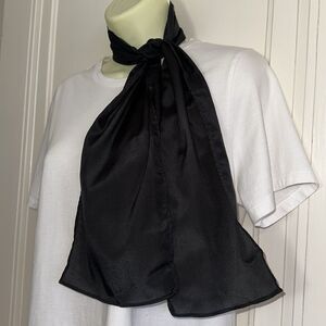 Vintage black thin polyester long neck scarf